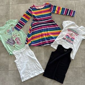 5 Piece Girl's Children's Place, Jumping Beans Dress Tees Tanks Bundle - Size 5